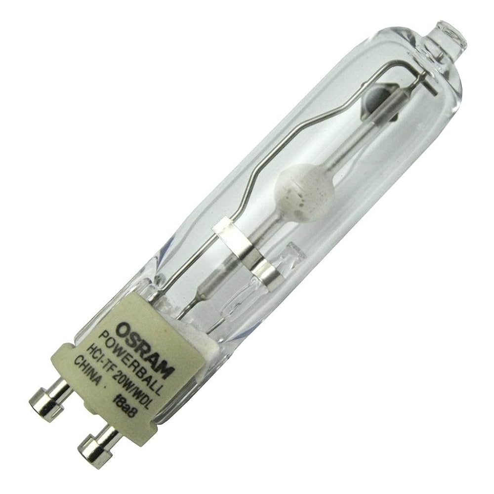 OSRAM HCI-TF 20W/WDL GU6.5 METAL HALIDE LAMP - Compact 20W metal halide lamp with warm daylight color and GU6.5 base for focused, efficient lighting in retail and design-focused spaces